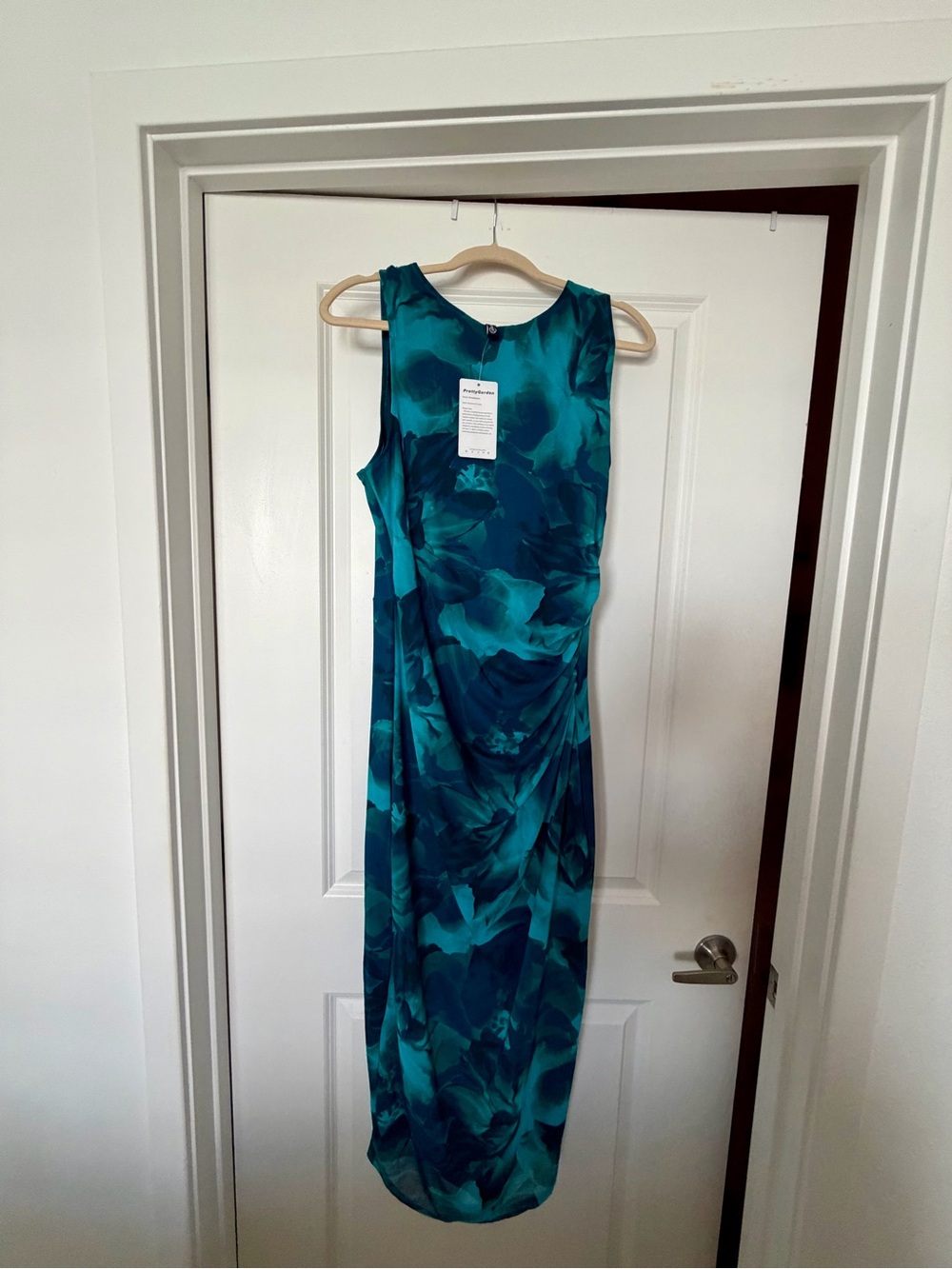 Sleeveless Teal Floral Maxi Dress